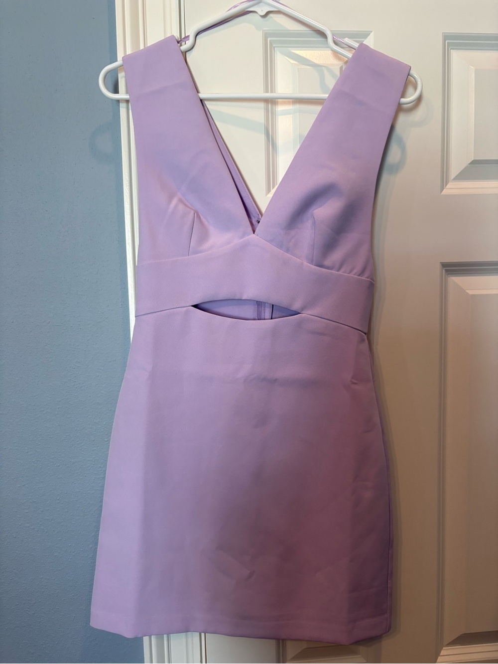 Endless Rose Lavender V-Neck Mini Dress with Front Cutout